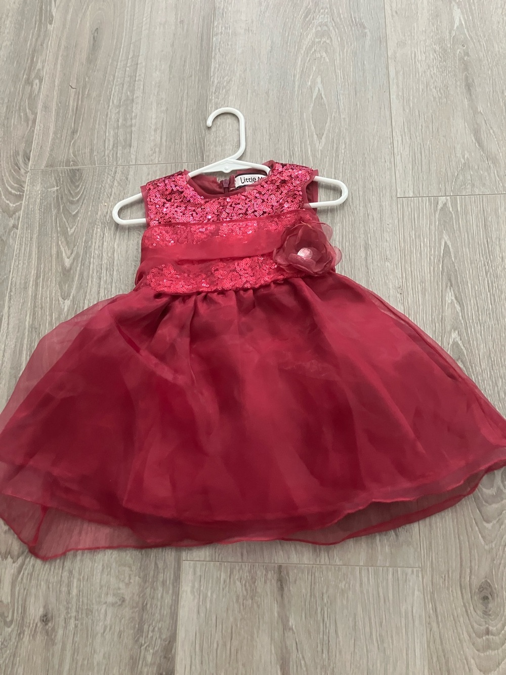 NEW Little Me Berry Color Baby Girl Sequin Accent Party Dress | 18 Months